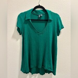 Anthropologie Left of Center, collared green top, size M